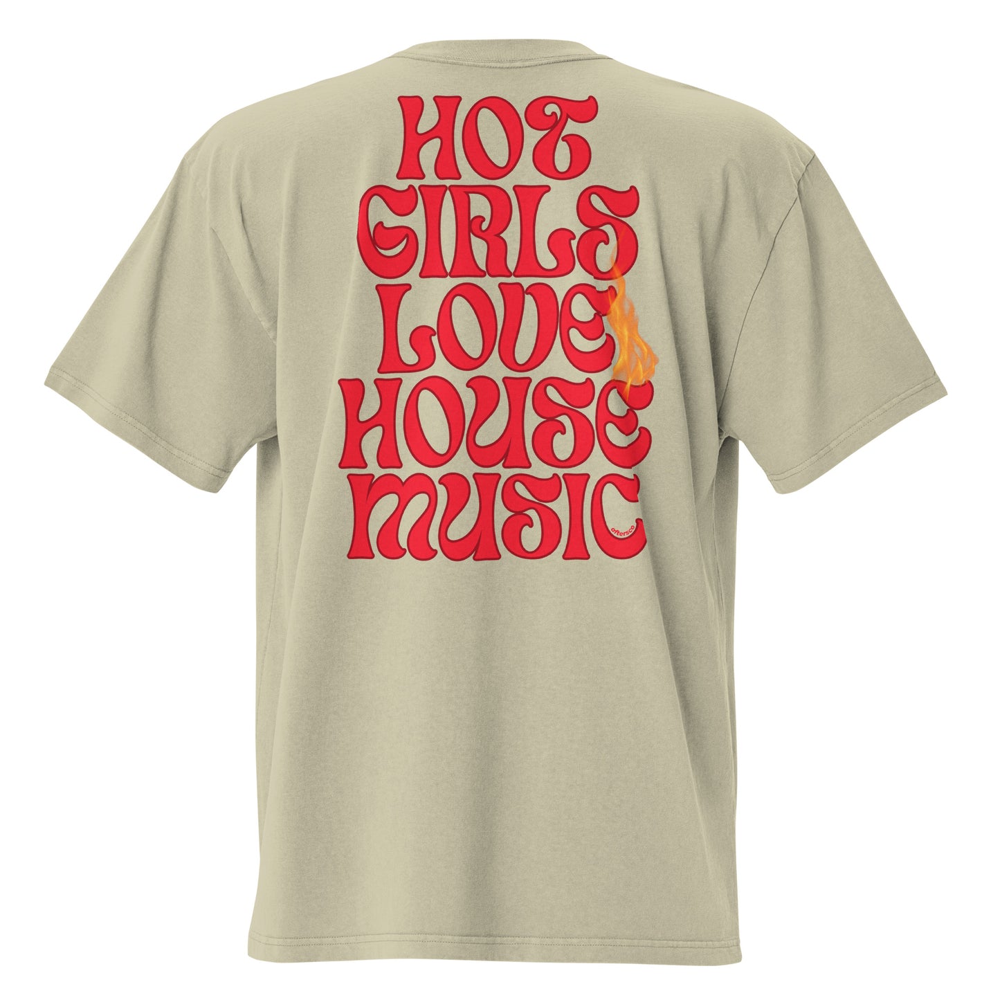 Hot Girls Love House Music Oversized Faded Tee - Red